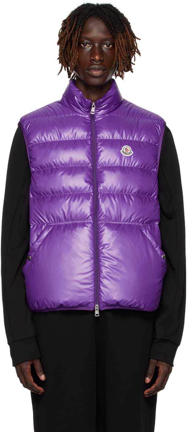 Shop Moncler Purple Aube Down Vest In 634 Violet