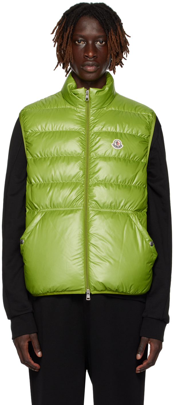 Shop Moncler Green Aube Down Vest In 83o Lime
