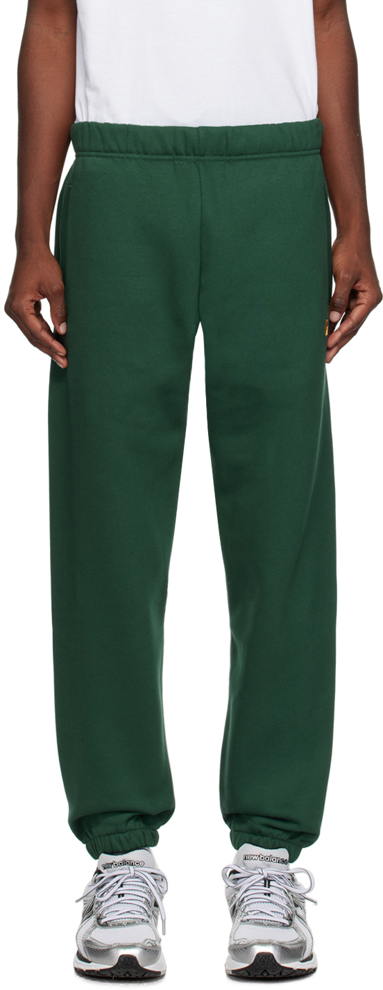 Carhartt Chase Logo-embroidered Cotton Track Pants In Green