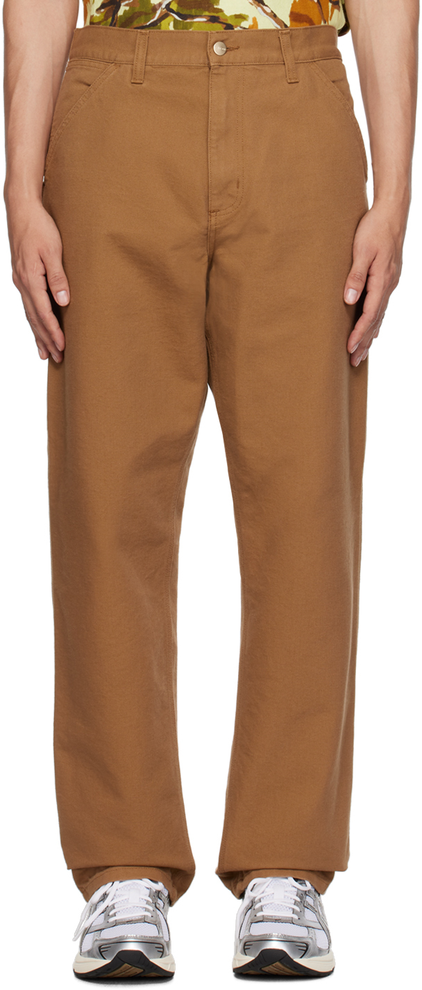Shop Carhartt Brown Single Knee Trousers In Hz Hamilton Brown