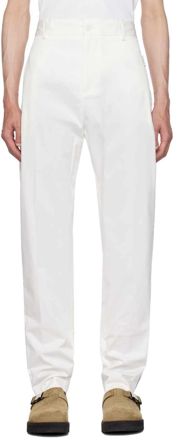 Moncler: White Piping Trousers | SSENSE Canada