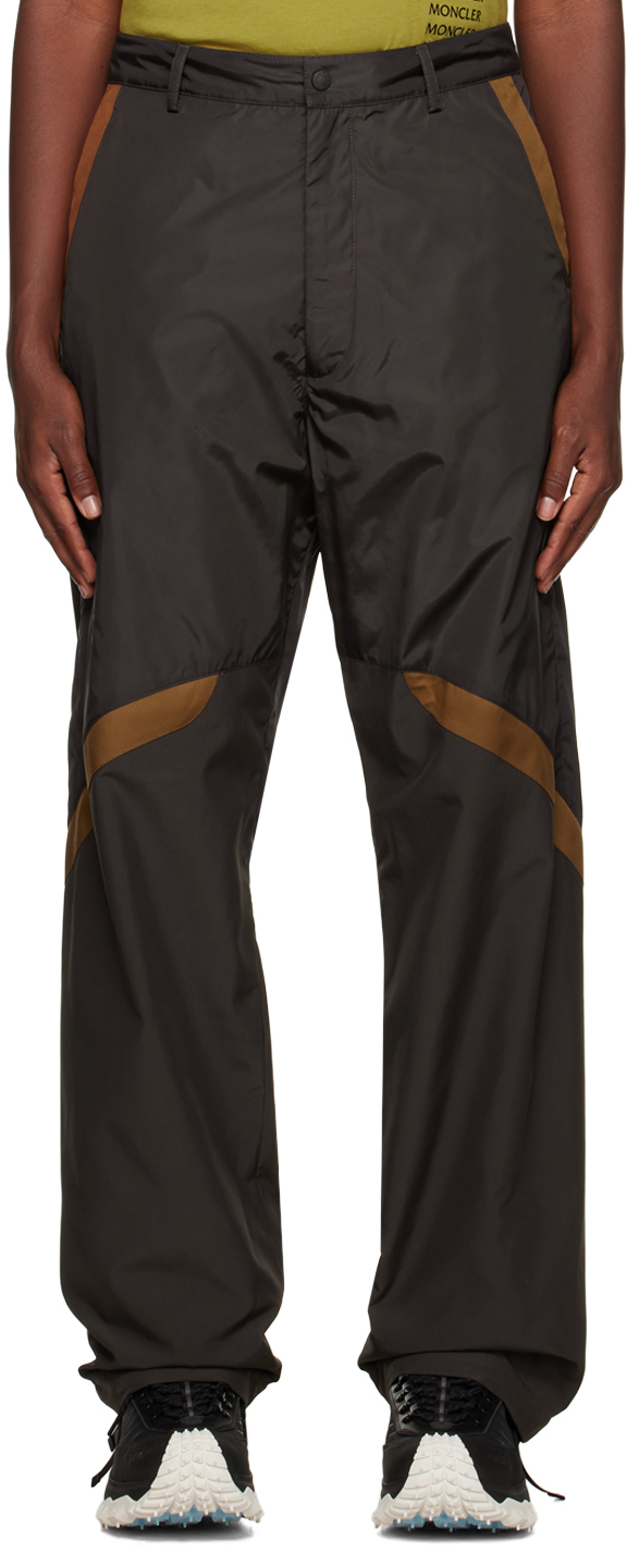Moncler Gray Paneled Trousers In 280 Marron