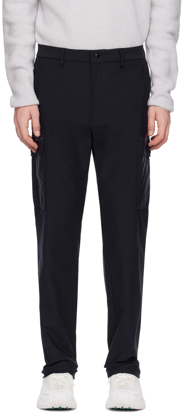 Moncler Navy Patch Cargo Pants In 780 Midnight Blue