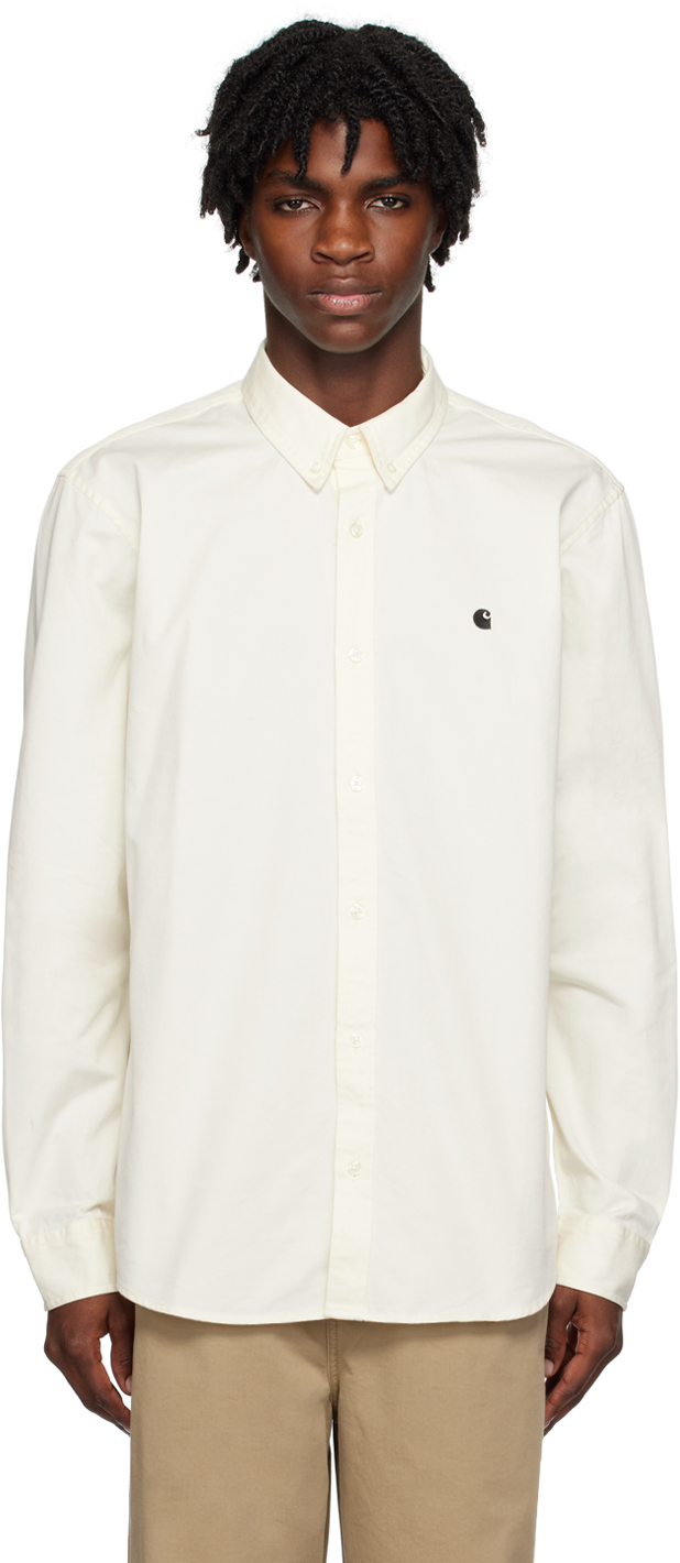 Carhartt Off-white Madison Shirt In 0d3 Wax / Black