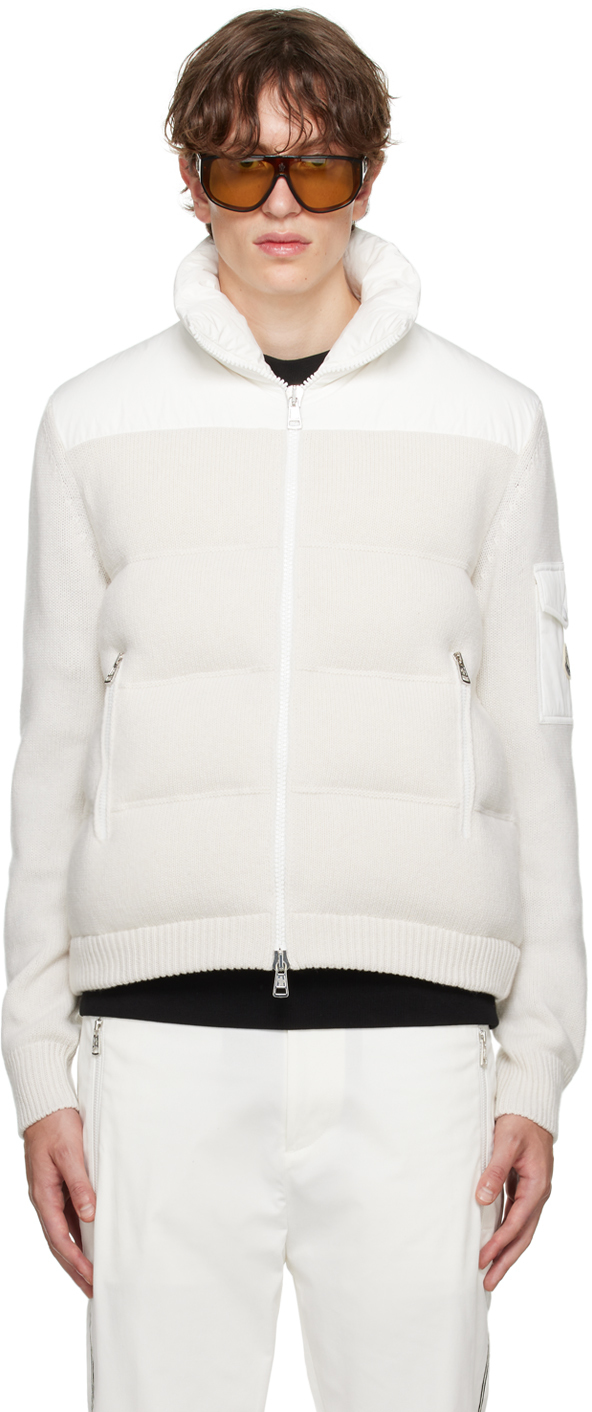 Moncler White Quilted Down Jacket In 080 White