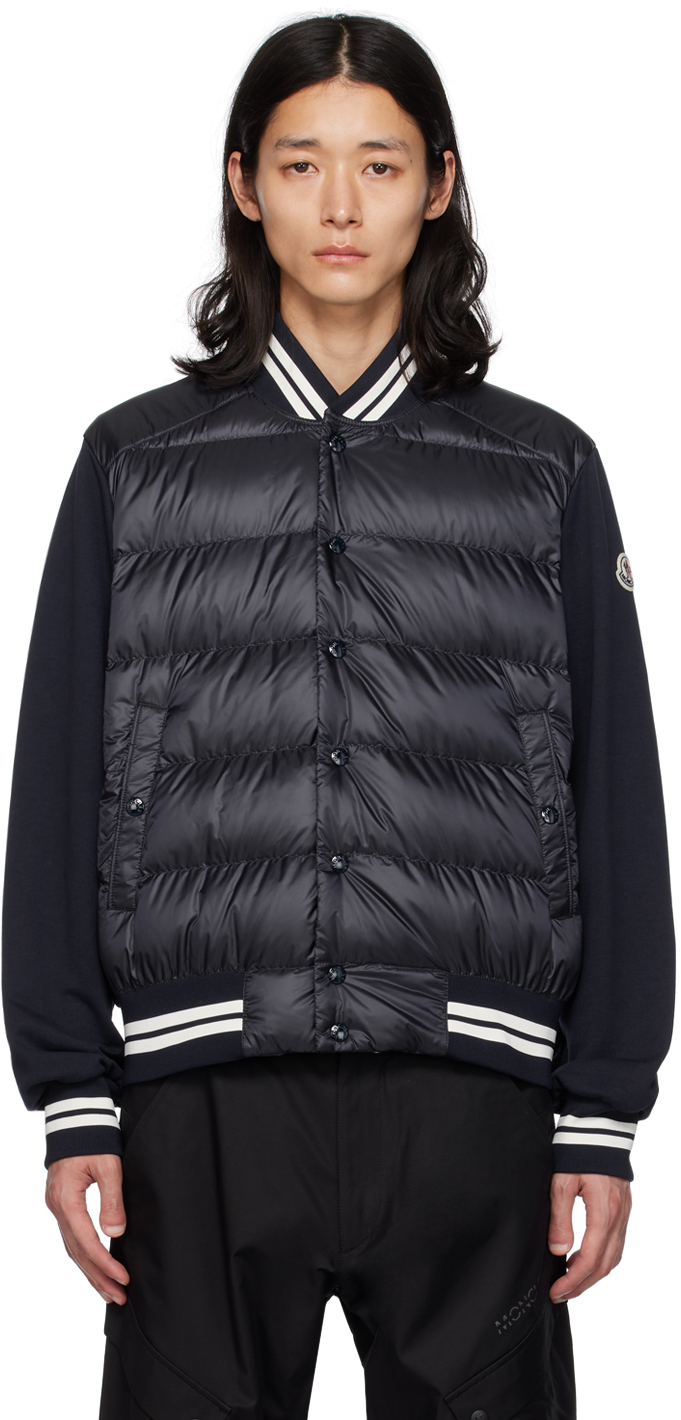 Moncler Navy Paneled Down Jacket In 778 Navy