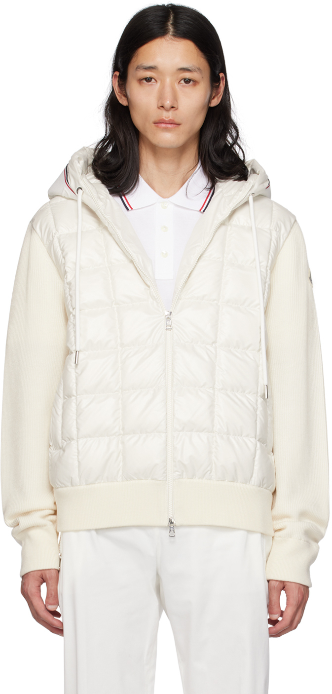 Moncler White Paneled Down Jacket In 034 White