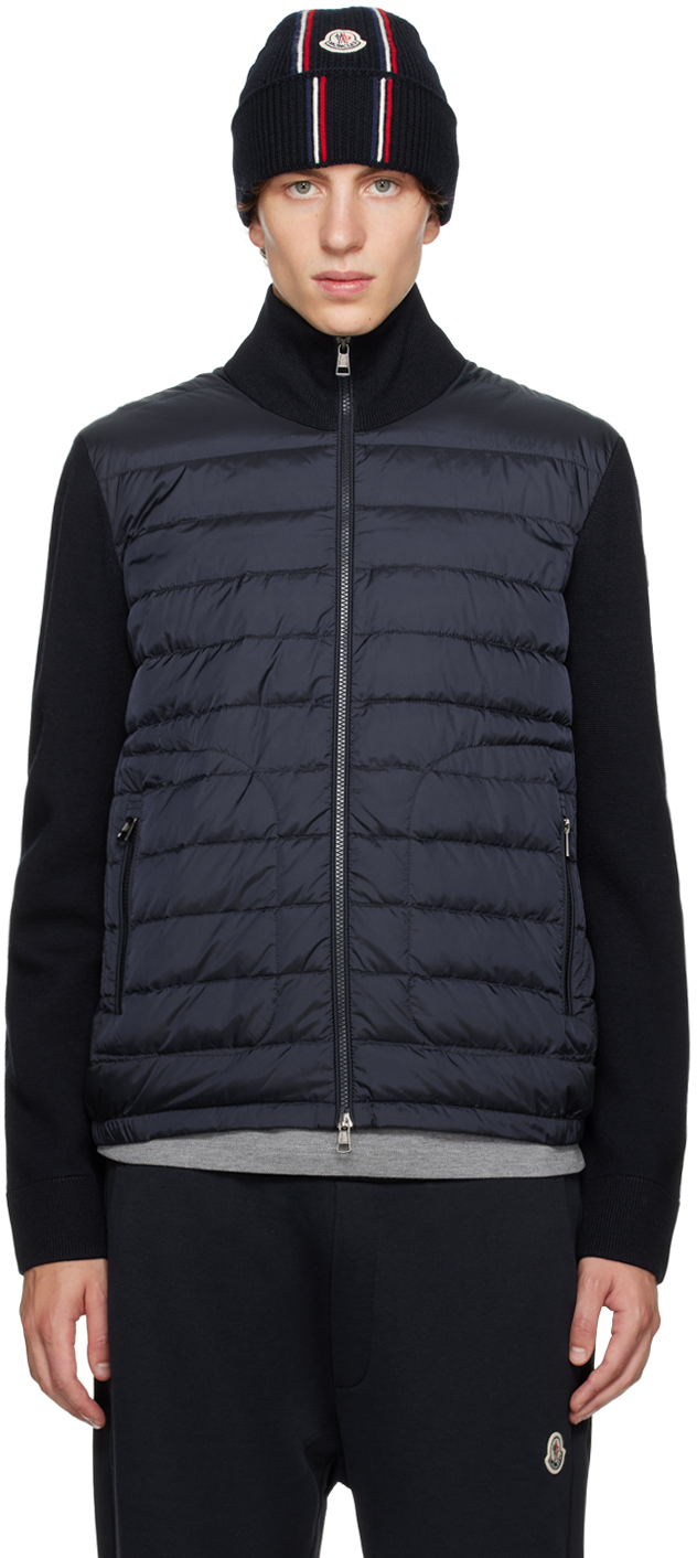 Moncler Navy Quilted Down Jacket In 777 Blue