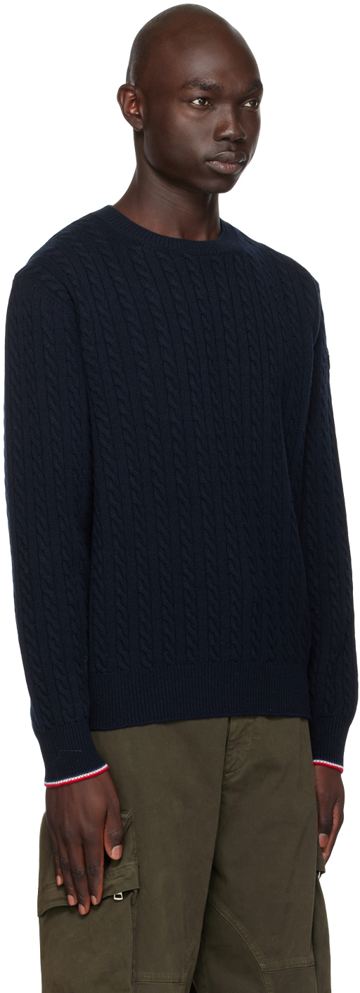 Shop Moncler Navy Crewneck Sweater In 742 Navy Blue