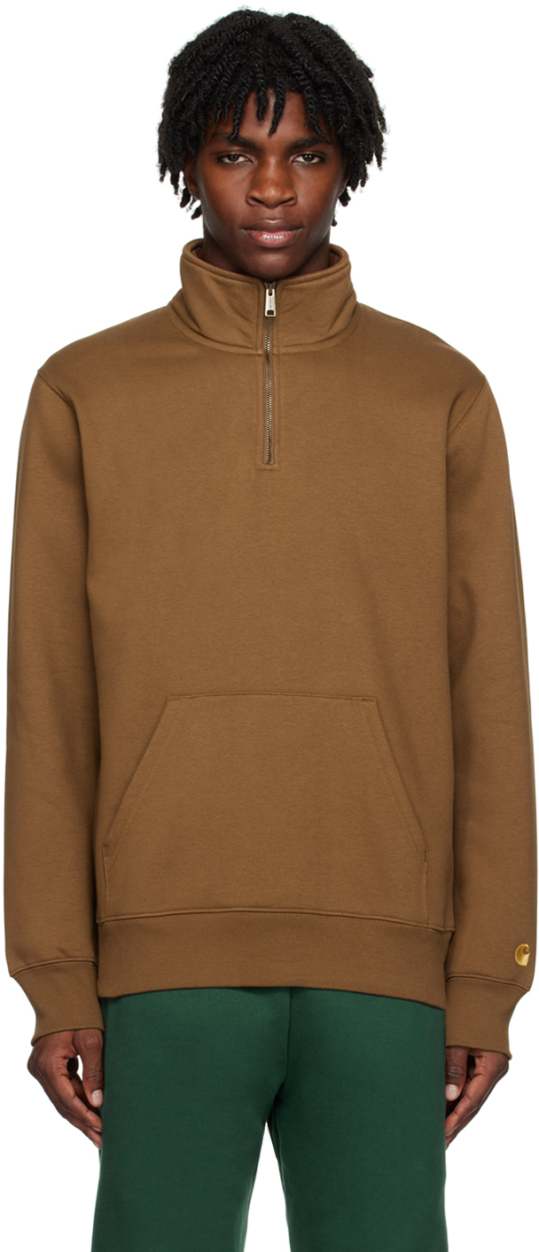 Carhartt Brown Chase Sweater In 1r0 Tamarind / Gold