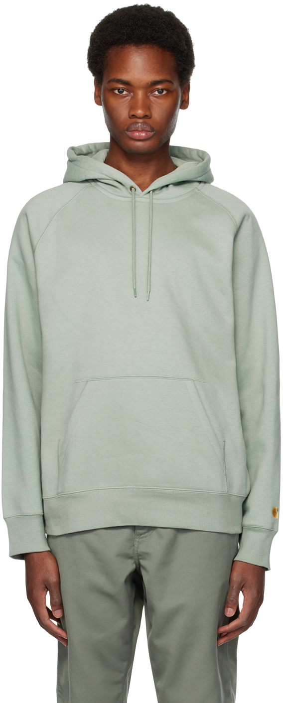 Carhartt Green Chase Hoodie In 1r1 Glassy Teal / Go