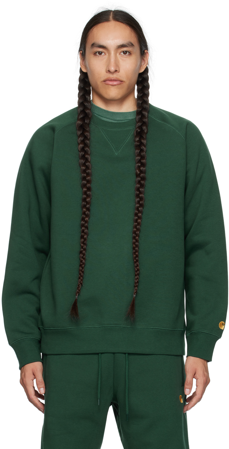 Shop Carhartt Green Chase Sweatshirt In 1nv Discovery Green
