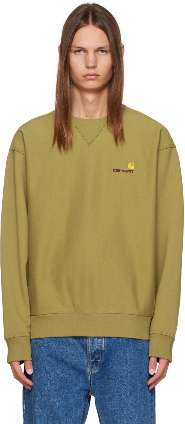Shop Carhartt Khaki American Script Sweatshirt In 1n3 Larch