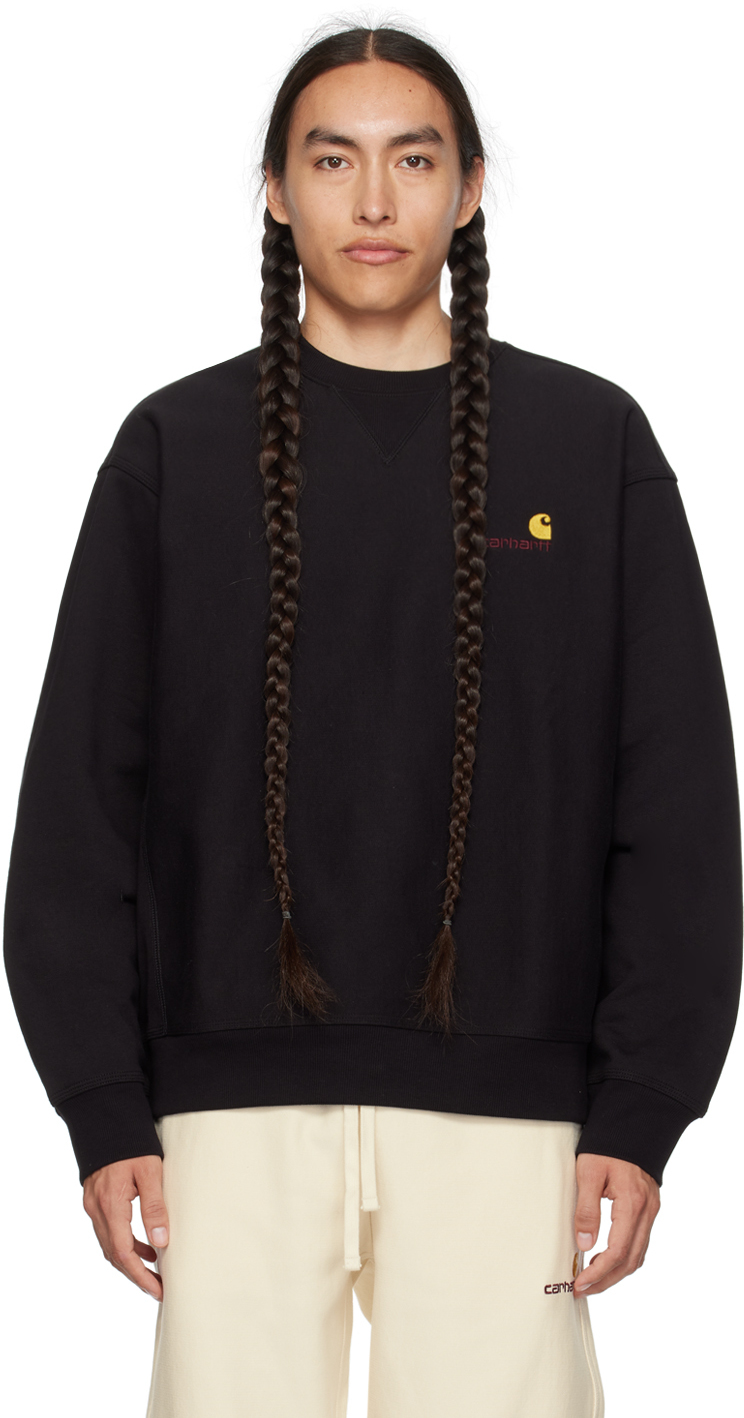 Shop Carhartt Black American Script Sweatshirt In 89 Black