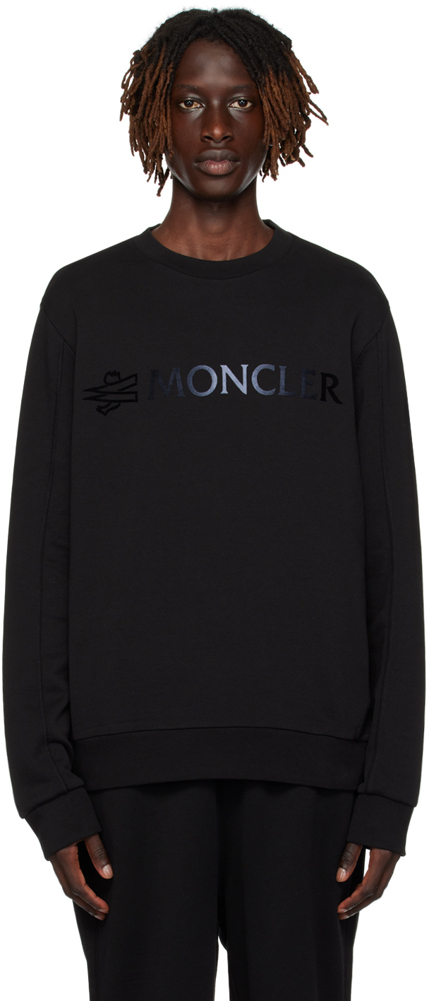 Shop Moncler Black Garment-washed Sweatshirt In 999 Black