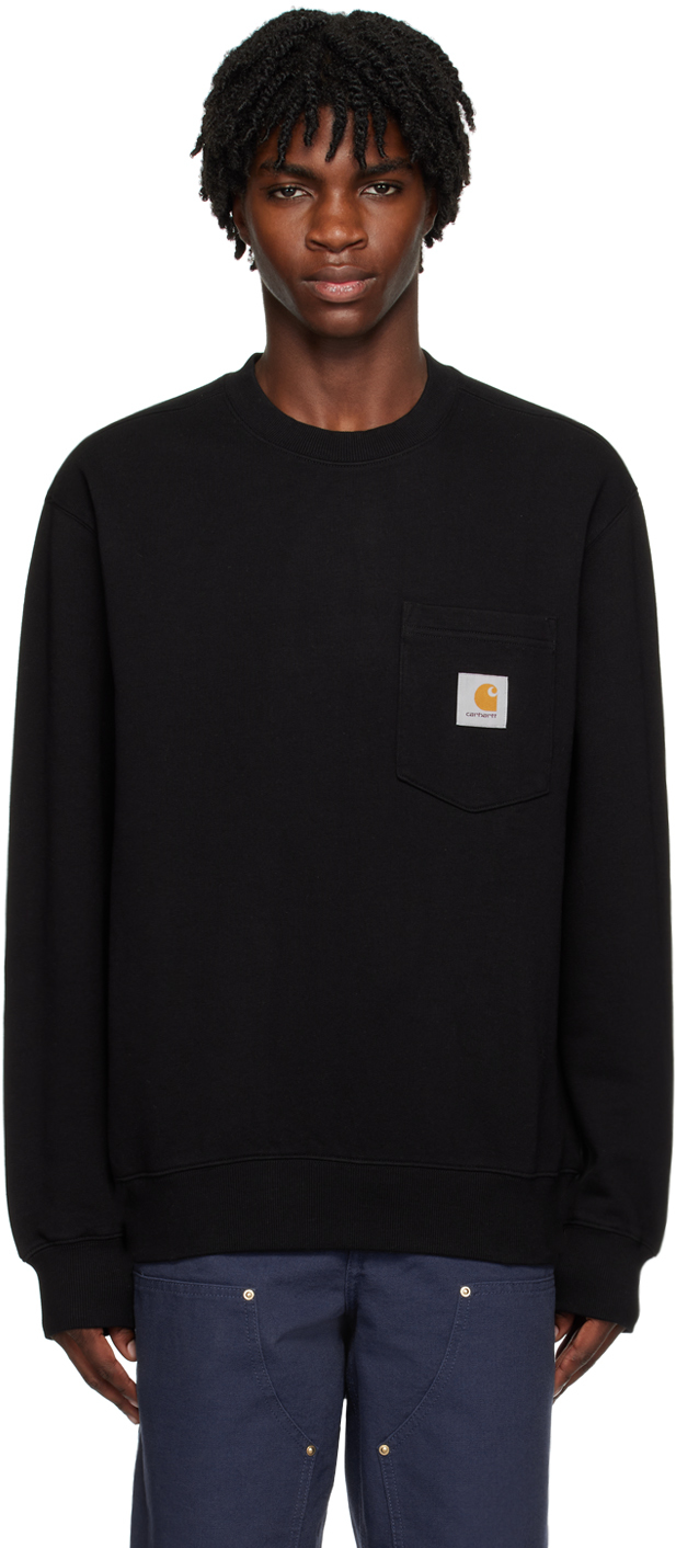 Shop Carhartt Black Pocket Sweatshirt In 89 Black