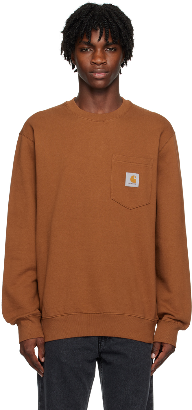 Carhartt Orange Pocket Sweatshirt In 1nm Beaver