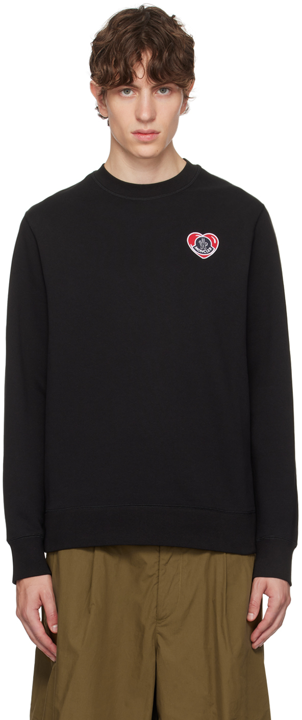 Shop Moncler Black Embroidered Sweatshirt In 999 Black