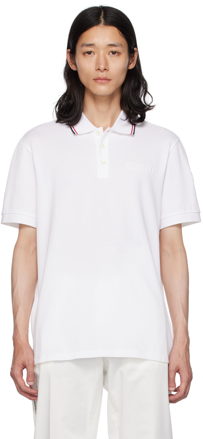 Moncler Logo-embossed Polo Shirt In White