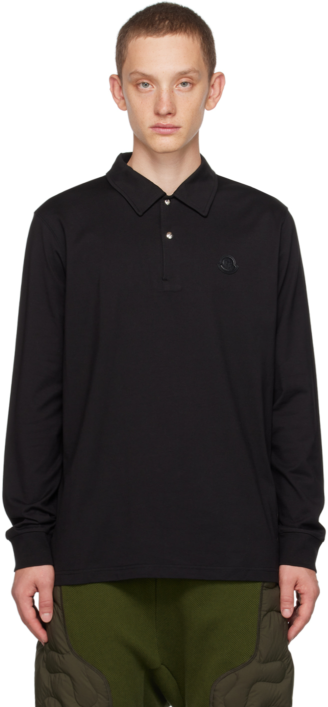 Moncler Black Patch Long Sleeve Polo