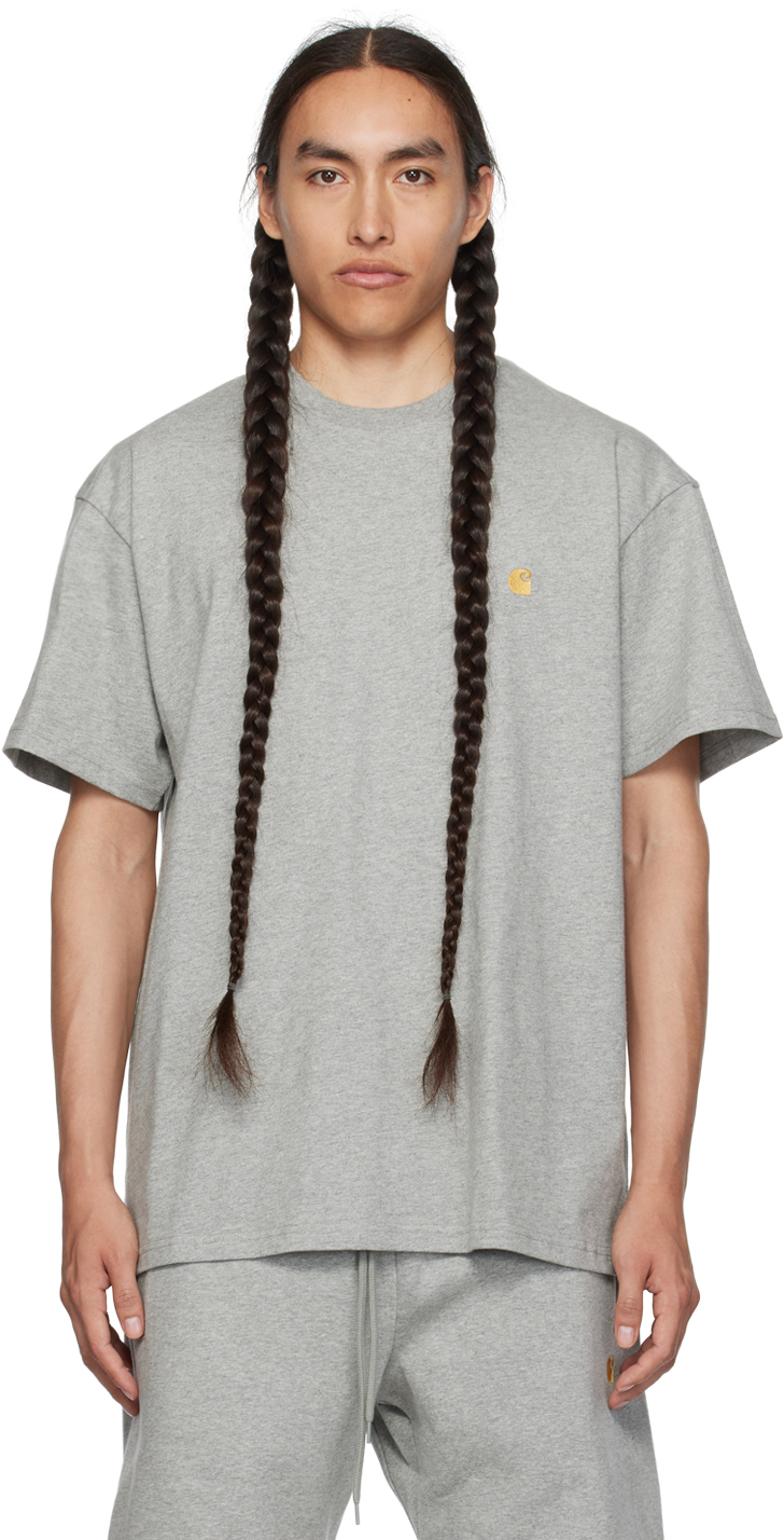 Shop Carhartt Gray Chase T-shirt In 00m Grey Heather / G