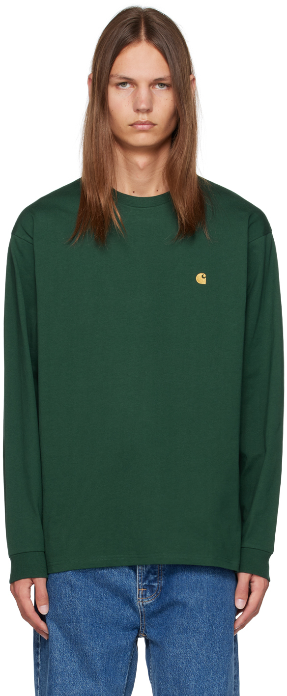 Carhartt Long-sleeved Chase T-shirt In 1nv Discovery Green