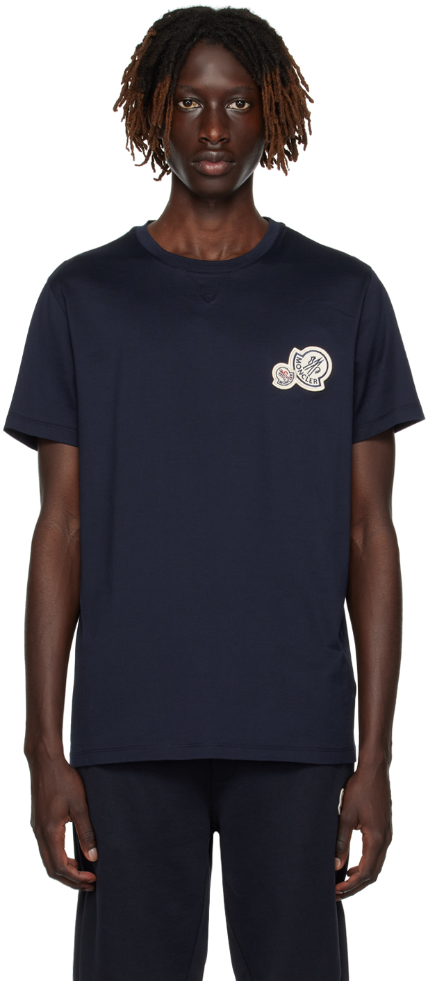 Moncler Navy Patch T-shirt In 773 Blue