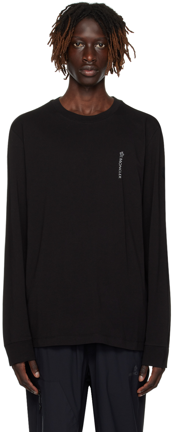 Moncler Black Patch Long Sleeve T-shirt In 999 Black