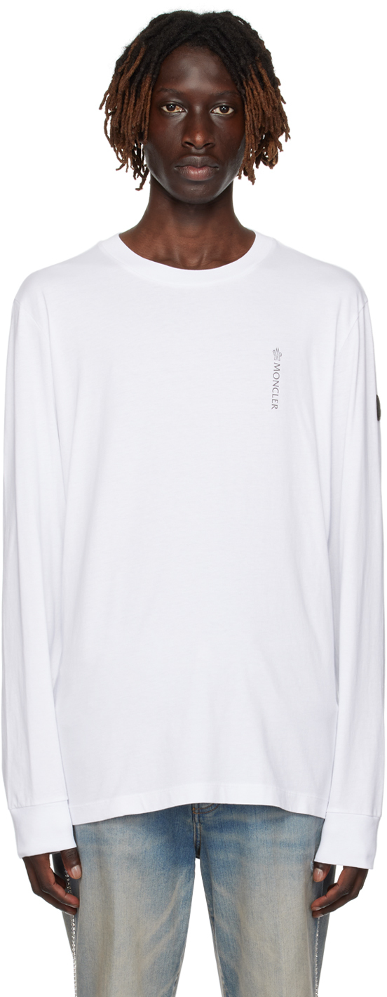 Moncler White Patch Long Sleeve T-shirt In 001 White