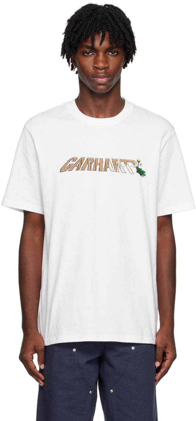 Carhartt Work In Progress: White Dandelion Script T-Shirt | SSENSE