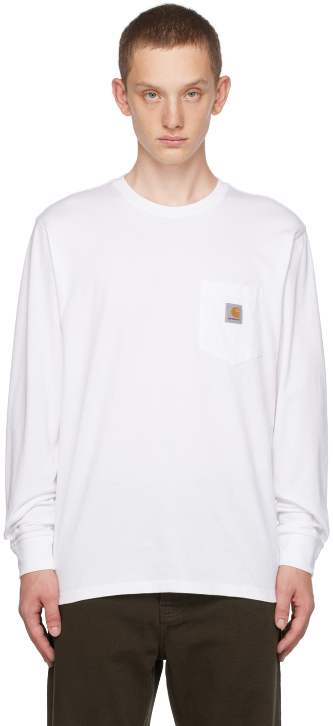 White Pocket Long Sleeve T-Shirt