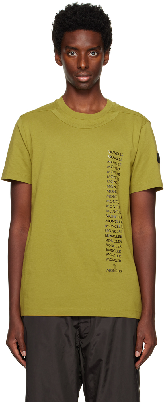 Moncler Green Paneled T-shirt In 81t Light Yellow Ol