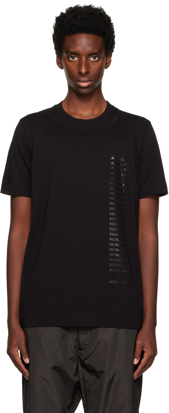 Moncler Black Paneled T-shirt In 999 Black