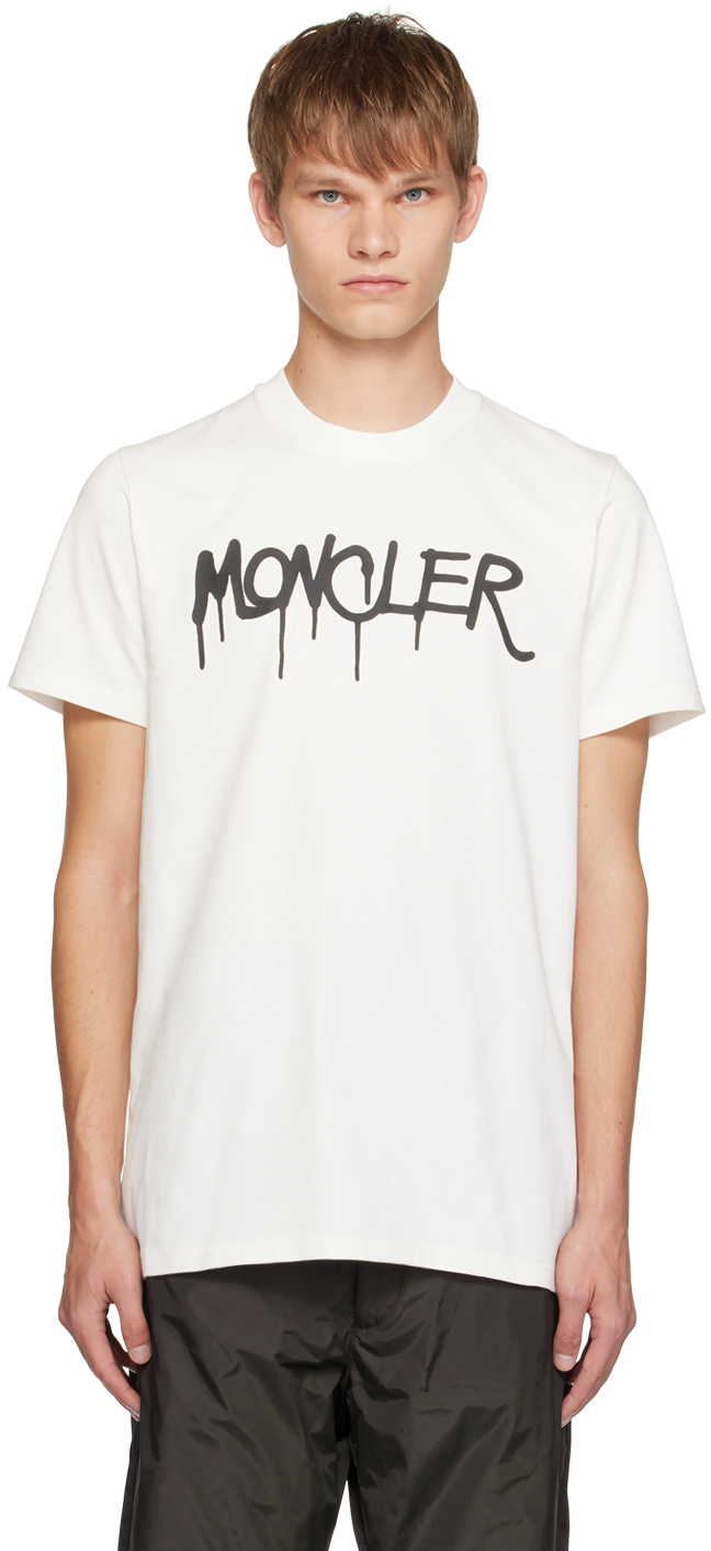 Moncler: ホワイト プリント Tシャツ | SSENSE 日本