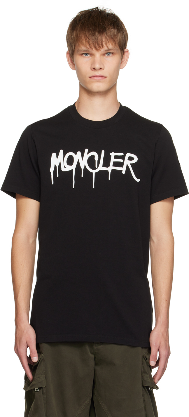 Moncler Black Printed T-shirt In 999 Black