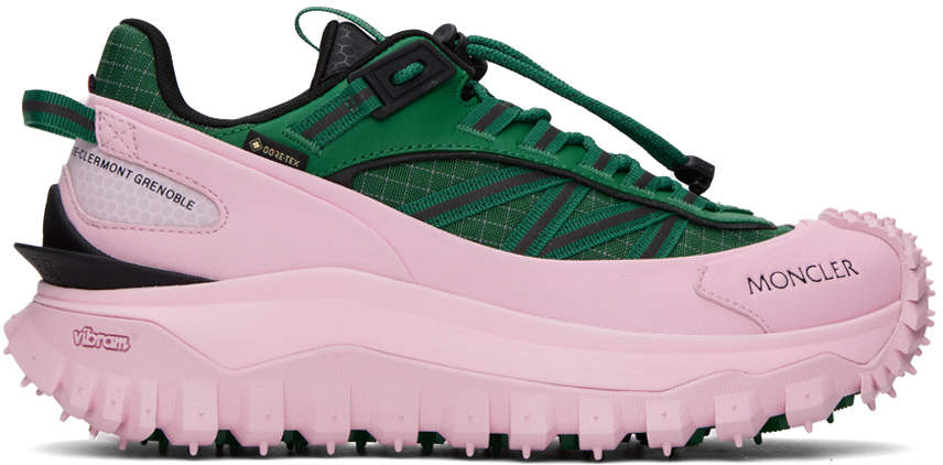 Shop Moncler Green & Pink Trailgrip Gtx Sneakers In P48 Pink/green