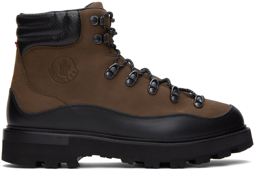Moncler Peka Trek Leather-trimmed Nubuck Hiking Boots In Brown