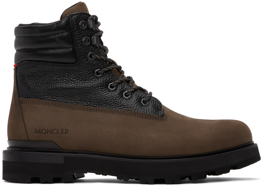 Shop Moncler Brown Peka Boots In 250 Brown Black Sued