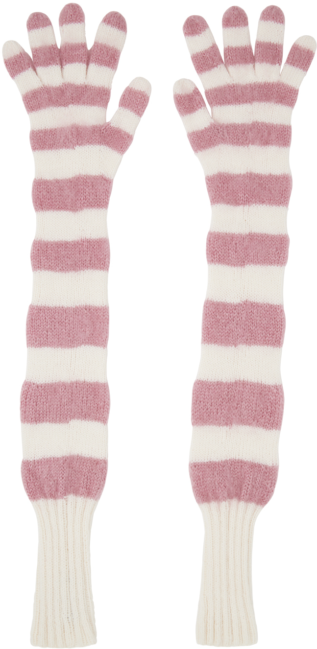 SSENSE Exclusive Pink & Off-White Gloves