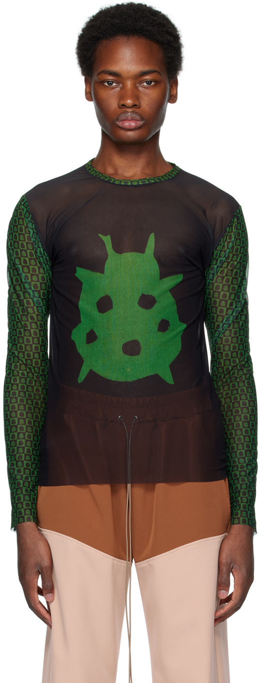 Andrej Gronau Ssense Exclusive Black & Green Long Sleeve T-shirt In Black/green