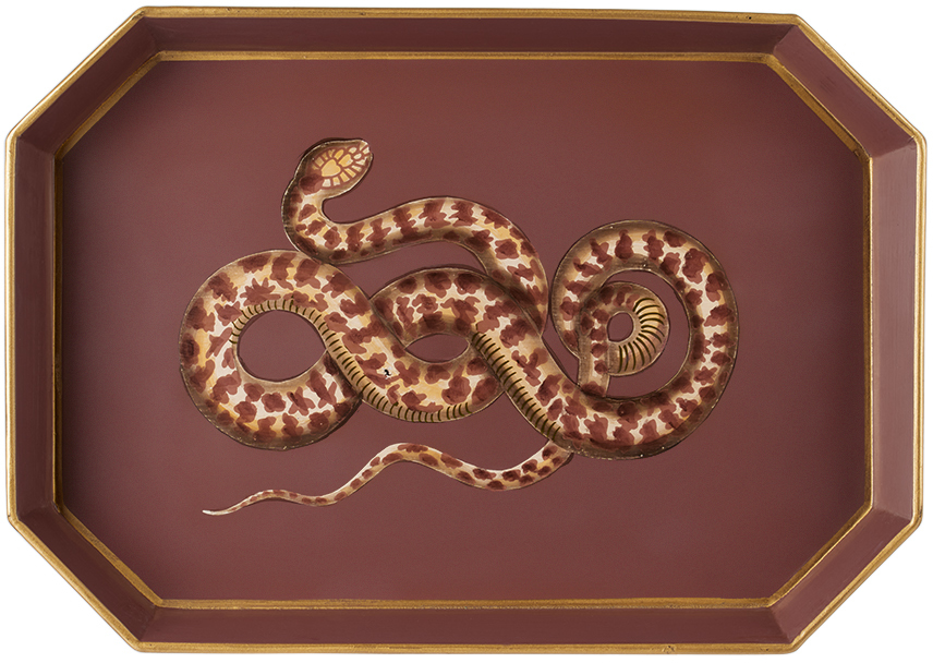 Les-ottomans Burgundy Fauna Tray In Dusty Rose
