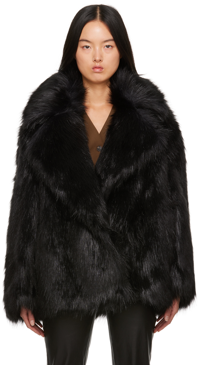 Fallon Short Faux Fur Coat - Black – The Frankie Shop