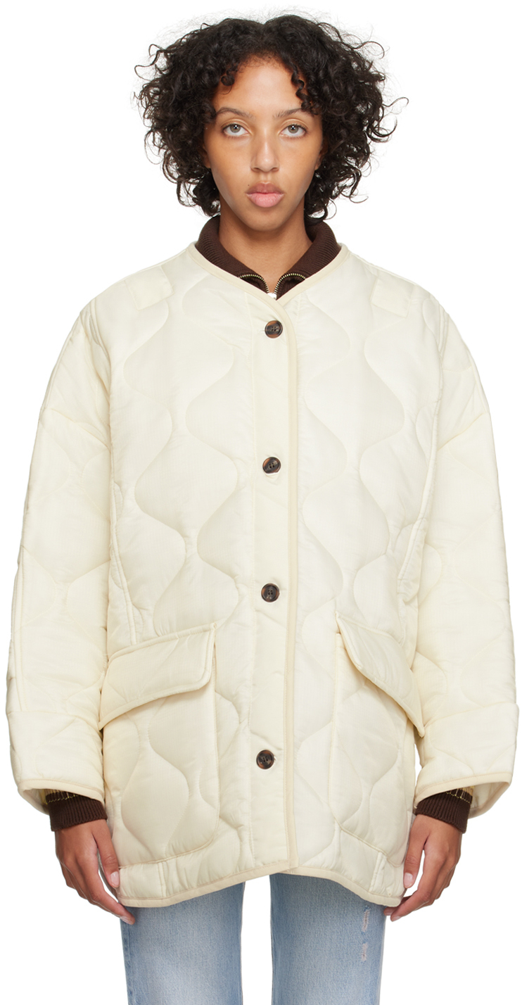 The Frankie Shop Off-white Teddy Coat In Ivory/clay