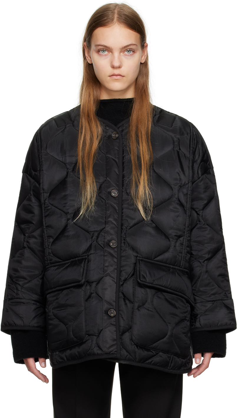 The Frankie Shop: Black Quilted Puffer Jacket | SSENSE