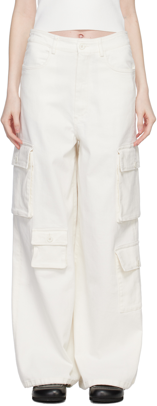The Frankie Shop Hailey High-rise Denim Cargo Trousers In White
