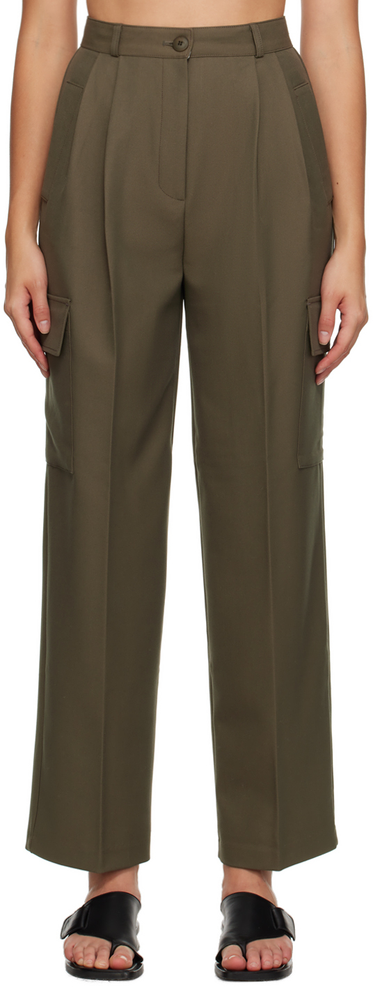 The Frankie Shop Green Maesa Trousers In Olive