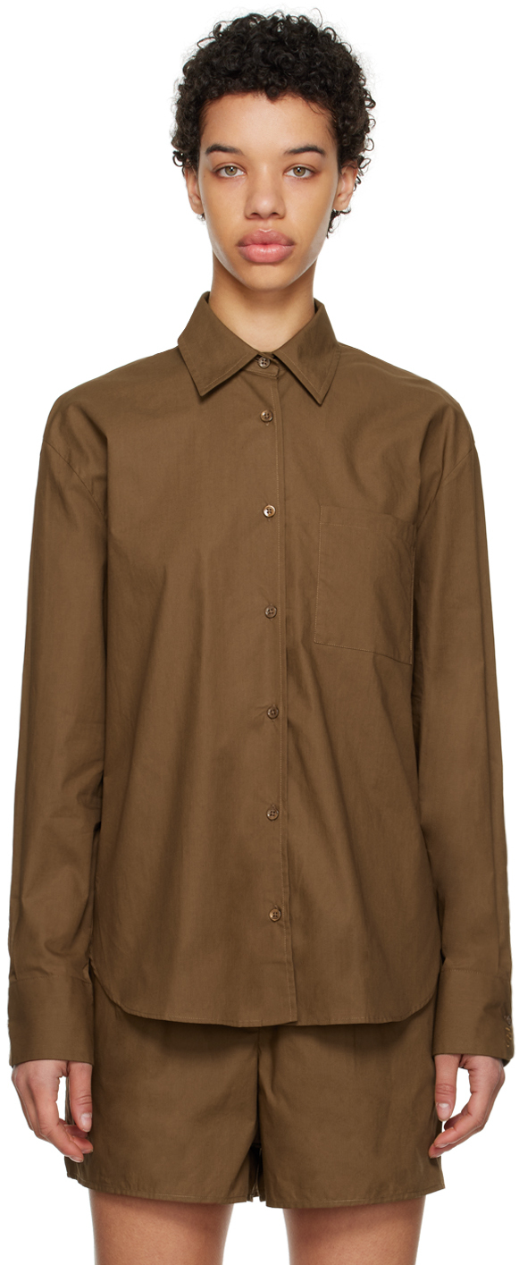 Shop The Frankie Shop Brown Lui Shirt In Chocolate