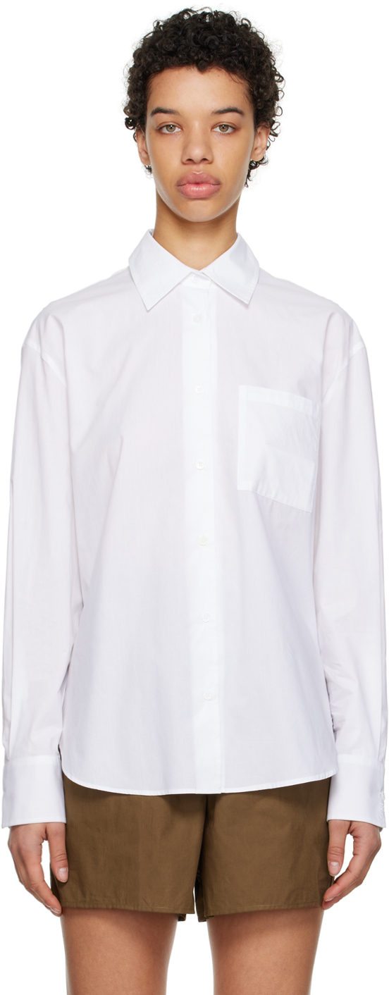 The Frankie Shop Lui Organic Cotton Poplin Shirt In White | ModeSens