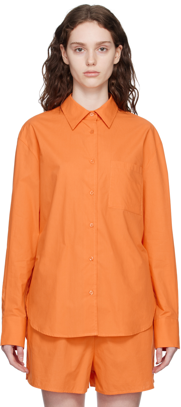 The Frankie Shop Orange Lui Shirt In Tangerine