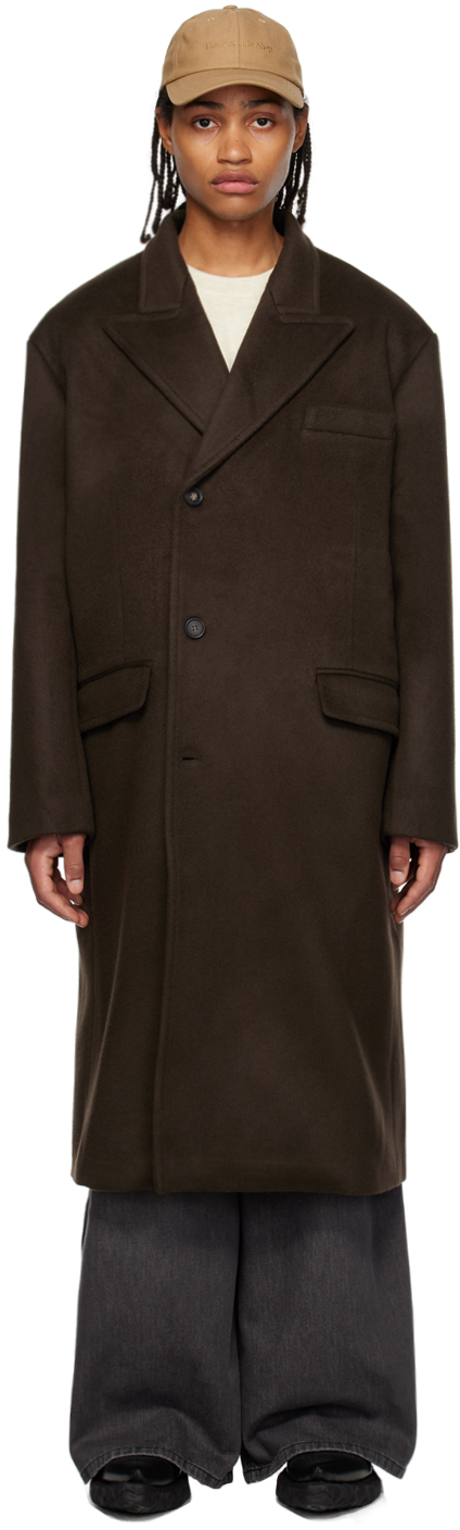 The Frankie Shop Brown Curtis Trench Coat In Dark Brown